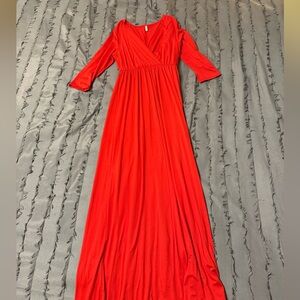 Mother Bee Maternity Vibrant Red Long Sleeve Dress